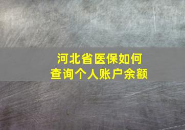 河北省医保如何查询个人账户余额