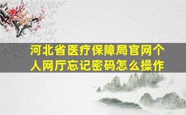 河北省医疗保障局官网个人网厅忘记密码怎么操作