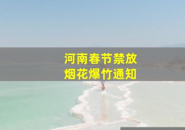 河南春节禁放烟花爆竹通知