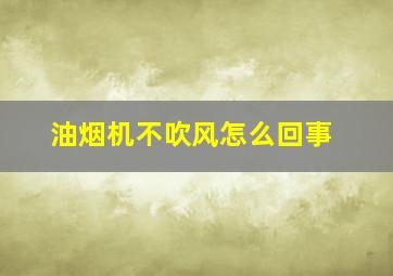 油烟机不吹风怎么回事