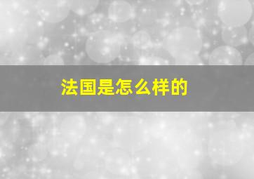 法国是怎么样的