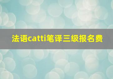 法语catti笔译三级报名费