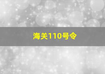 海关110号令