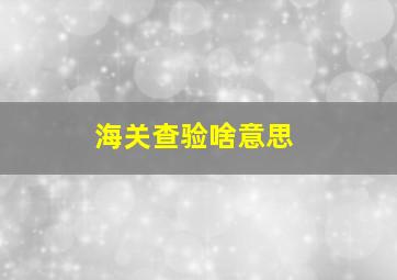 海关查验啥意思