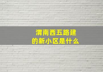 渭南西五路建的新小区是什么