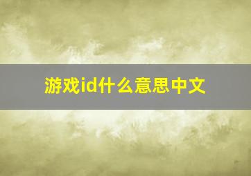 游戏id什么意思中文