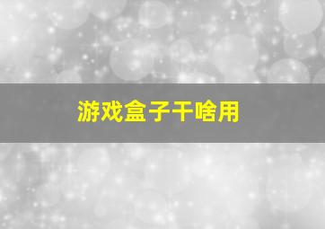 游戏盒子干啥用