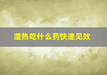 湿热吃什么药快速见效