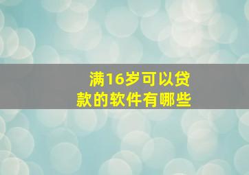 满16岁可以贷款的软件有哪些