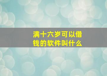 满十六岁可以借钱的软件叫什么