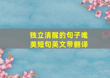 独立清醒的句子唯美短句英文带翻译