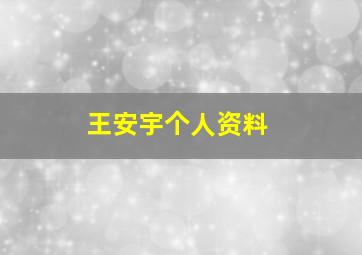 王安宇个人资料