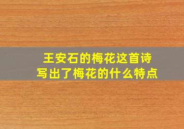 王安石的梅花这首诗写出了梅花的什么特点