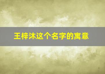 王梓沐这个名字的寓意