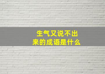 生气又说不出来的成语是什么