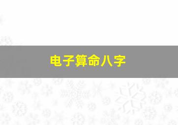 电子算命八字