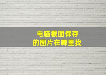 电脑截图保存的图片在哪里找