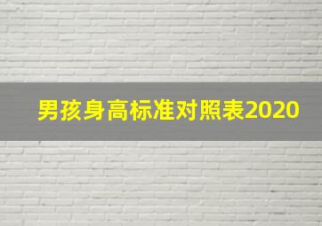 男孩身高标准对照表2020