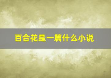 百合花是一篇什么小说