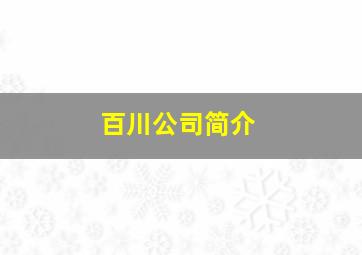 百川公司简介