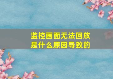 监控画面无法回放是什么原因导致的