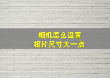 相机怎么设置相片尺寸大一点