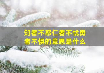 知者不惑仁者不忧勇者不惧的意思是什么