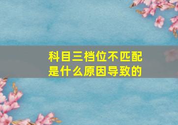 科目三档位不匹配是什么原因导致的