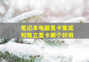 笔记本电脑显卡集成和独立显卡哪个好用