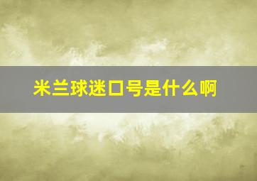 米兰球迷口号是什么啊