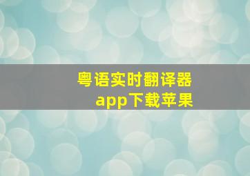 粤语实时翻译器app下载苹果