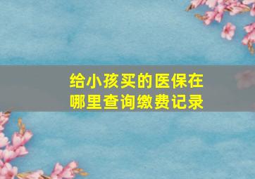 给小孩买的医保在哪里查询缴费记录