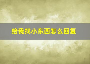 给我找小东西怎么回复