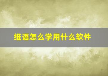 维语怎么学用什么软件