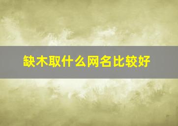 缺木取什么网名比较好