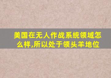 美国在无人作战系统领域怎么样,所以处于领头羊地位