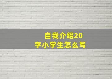 自我介绍20字小学生怎么写