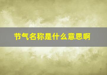 节气名称是什么意思啊