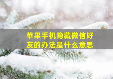 苹果手机隐藏微信好友的办法是什么意思