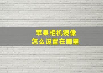 苹果相机镜像怎么设置在哪里