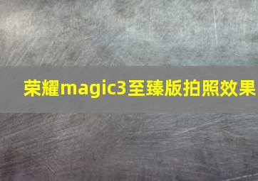 荣耀magic3至臻版拍照效果