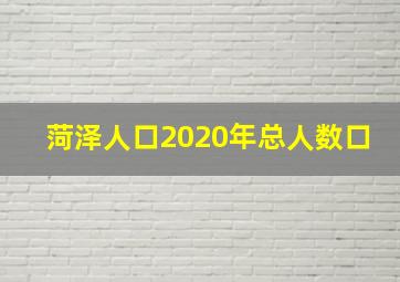 菏泽人口2020年总人数口