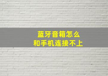 蓝牙音箱怎么和手机连接不上