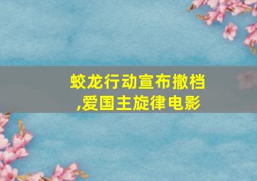 蛟龙行动宣布撤档,爱国主旋律电影