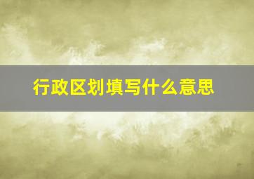 行政区划填写什么意思