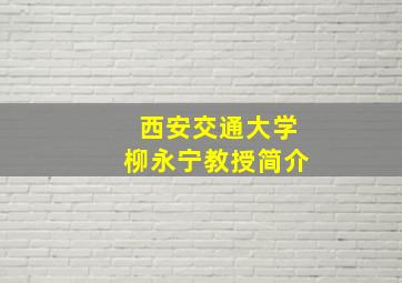 西安交通大学柳永宁教授简介