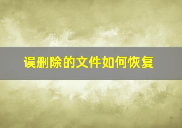 误删除的文件如何恢复