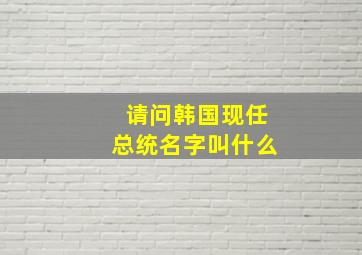 请问韩国现任总统名字叫什么