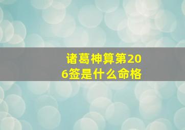 诸葛神算第206签是什么命格