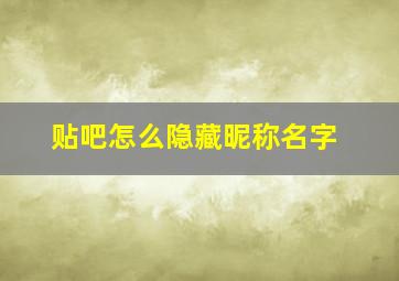 贴吧怎么隐藏昵称名字